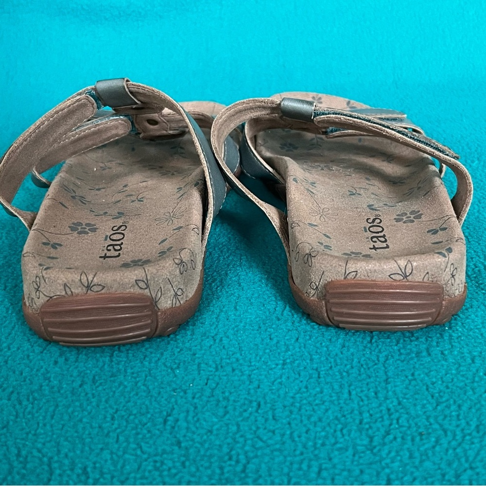 Taos Prize 3 Blue Gray Sandals with Orange Accents Sz 7 - Picture 5 of 10